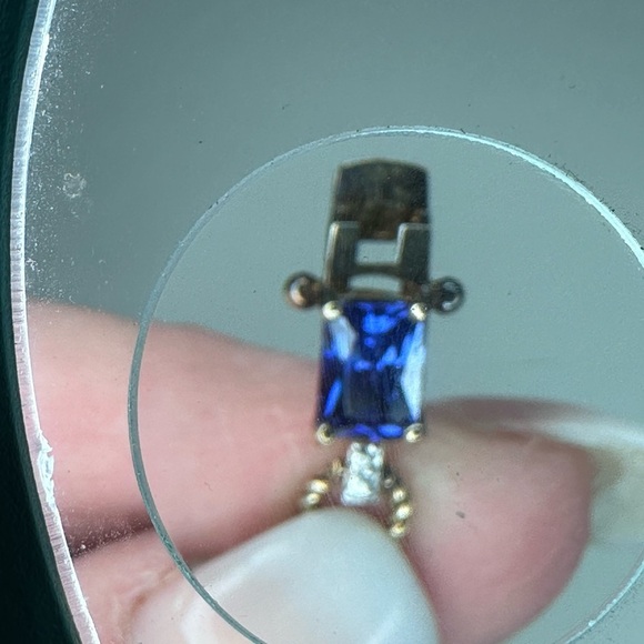 ADI 925 Sterling Silver Gold Overlay Tennis Bracelet Thailand 11 blue stones 🧊 - Picture 10 of 16